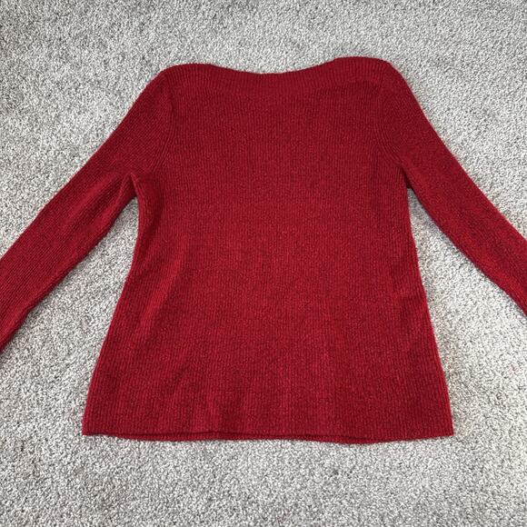 Talbots Womens Red Round Neck Long Sleeve Tight Knit Sweater Size Large - Picture 5 of 8